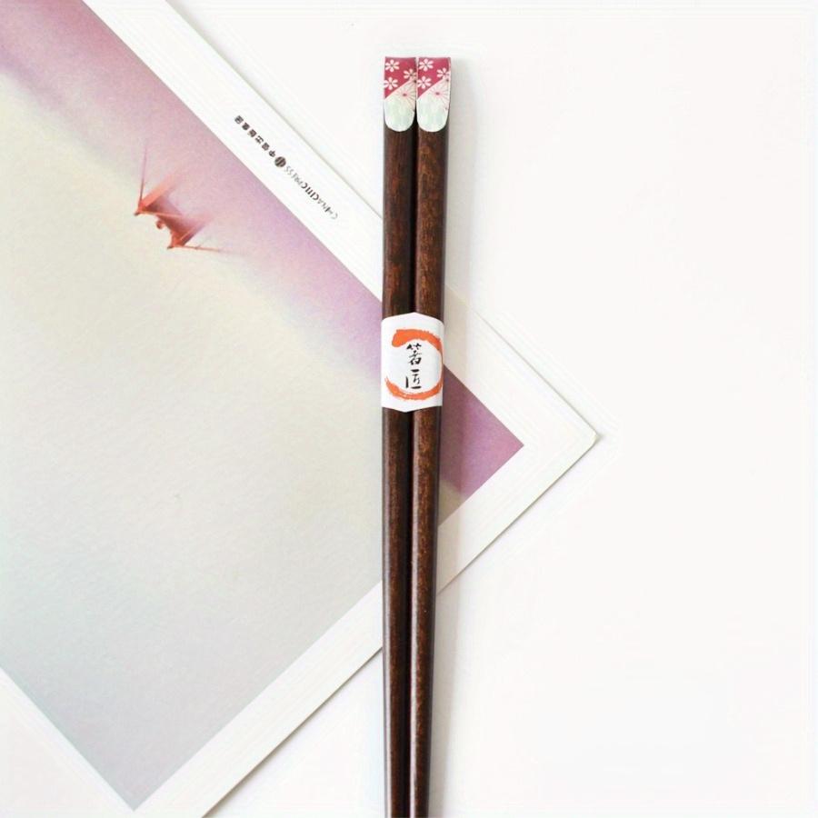 1 Pairs Japanese Flower Pattern Pointed Chopsticks Smooth Wax-free Wood Polka Dot Chopsticks Chinese Family Restaurant Banquet Use Serving Chopsticks
