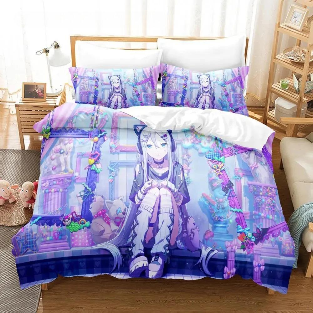 Yoisaki Kanade Bedding Set Cartoon Anime Three-piece Set Adult Boys Bedroom Duvet Cover Sets Kawaii Girl Colcha De Verano Cama