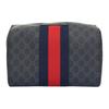 Gucci toiletry bag Presbyopia Logo Red and Blue Webbing Canvas and Leather Clutch Cosmetic Storage Toiletries Same Style for Men and Women Couple