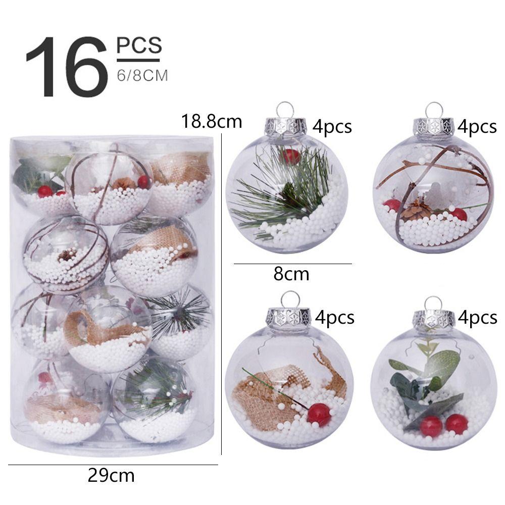 16 шт. 8 см прозрачные новогодние шары мультфильм DIY рождественские подвесные шары элегантные ПЭТ елочные подвески