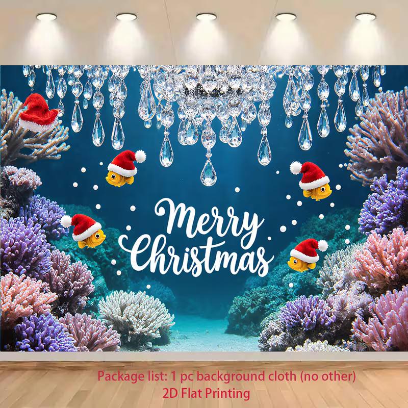 2D Ocean Christmas Backdrop for Beach & Coastal Christmas Event Decor