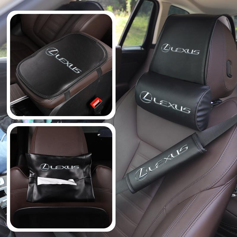 BJYL6 Interior Stickers 2pcs Car Seat Belt Cover Leather Shoulder Pad Accessories For Lexus F SPORT GX460 Ct200h IS250 ES 220D IS200 F