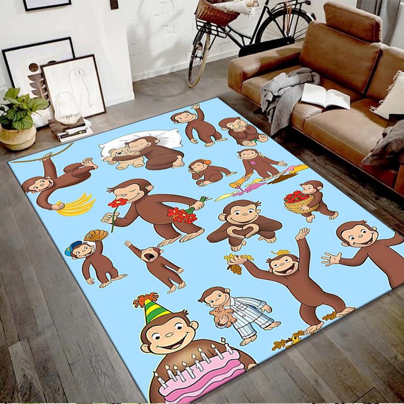 1pc Curious George (7) Design Printed Area Rug Carpet for Bedroom Living Room Home Decor Rugs Mat Non Slip Mat Rug for Bedside