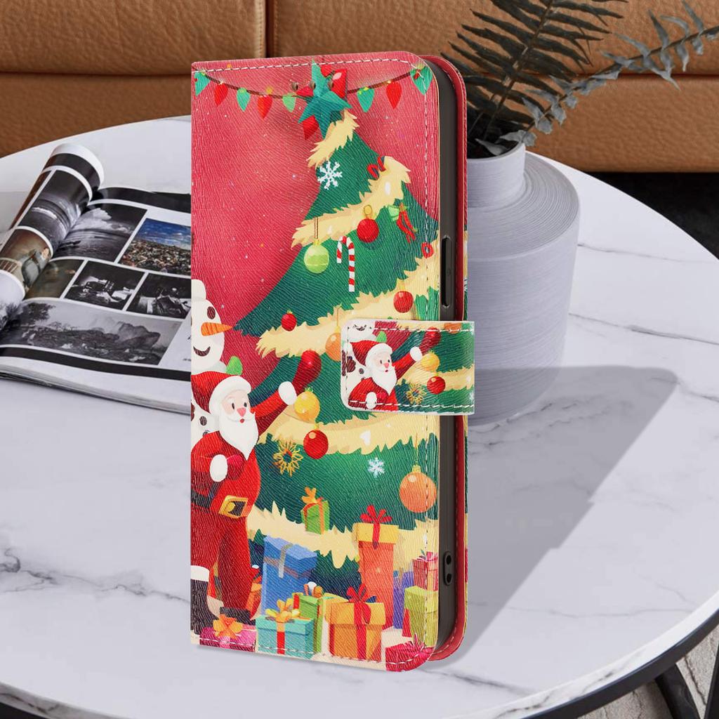 Christmas Marble Leather Case Samsung Galaxy A17 A26 A36 A56 A16 A06 A56 A15 A71 A51 A81 A91 A13 A04S Phone Wallet Flip Cover Card Holder Stand Bags