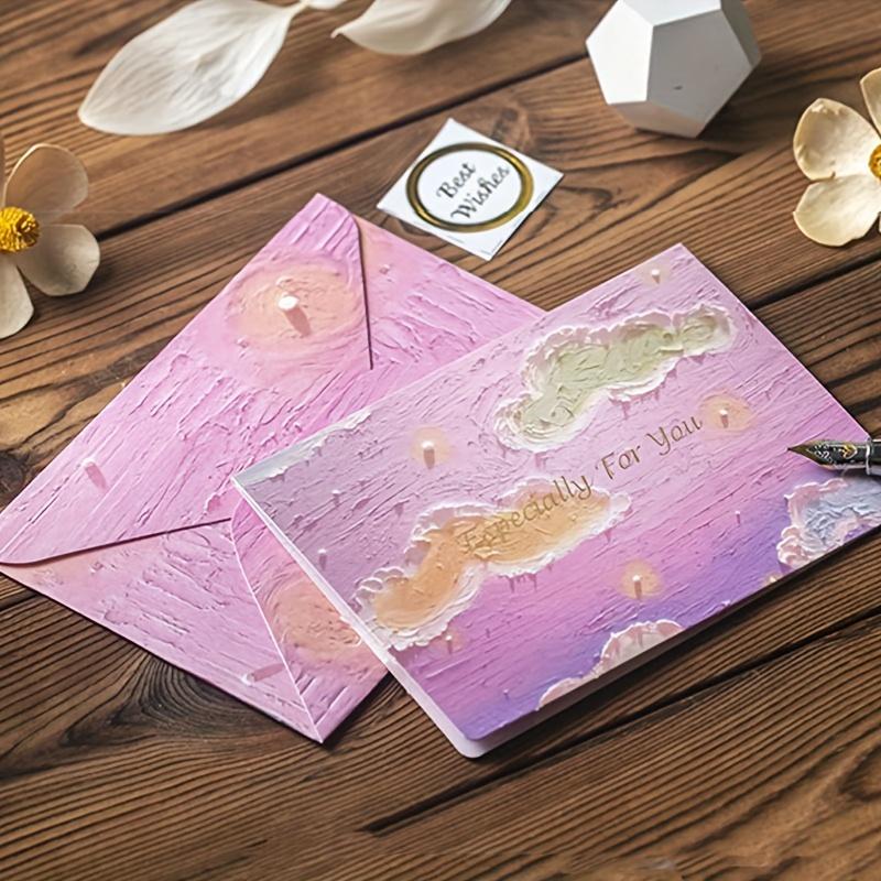 8 шт. простых поздравительных открыток с днем рождения, поздравительных открыток, конвертов и наклеек с печатью, креативных поздравительных открыток ко Дню святого Валентина