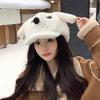 Fleece Peaked Cap Plush Octagonal Cap Cute Puppy Baseball Cap  Winter
