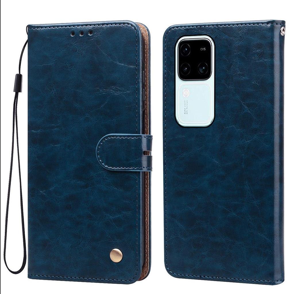 Винтажный чехол-бумажник с текстурой Crazy Horse из ПУ-кожи для Vivo V30 Pro, V30 Держатель для карт Подставка Ударопрочный Защитный чехол