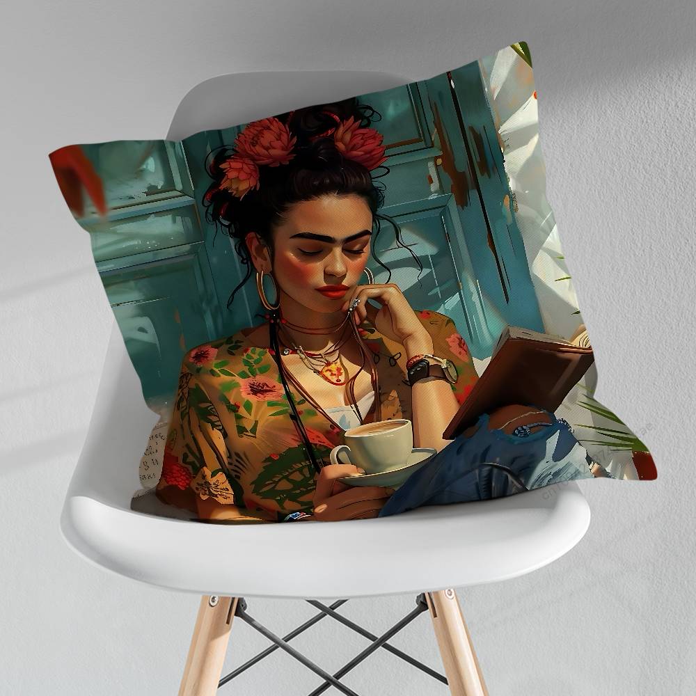 FFridas KKahlo Artiste Pillowcase for Sofa Room Office Decor Printing Merchandise AllMatch Cushion Cover