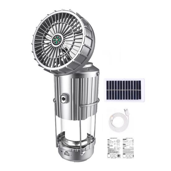 5-in-1 Portable LED Camping Lantern with Fan Bluetooth-compatible Speaker Solar
