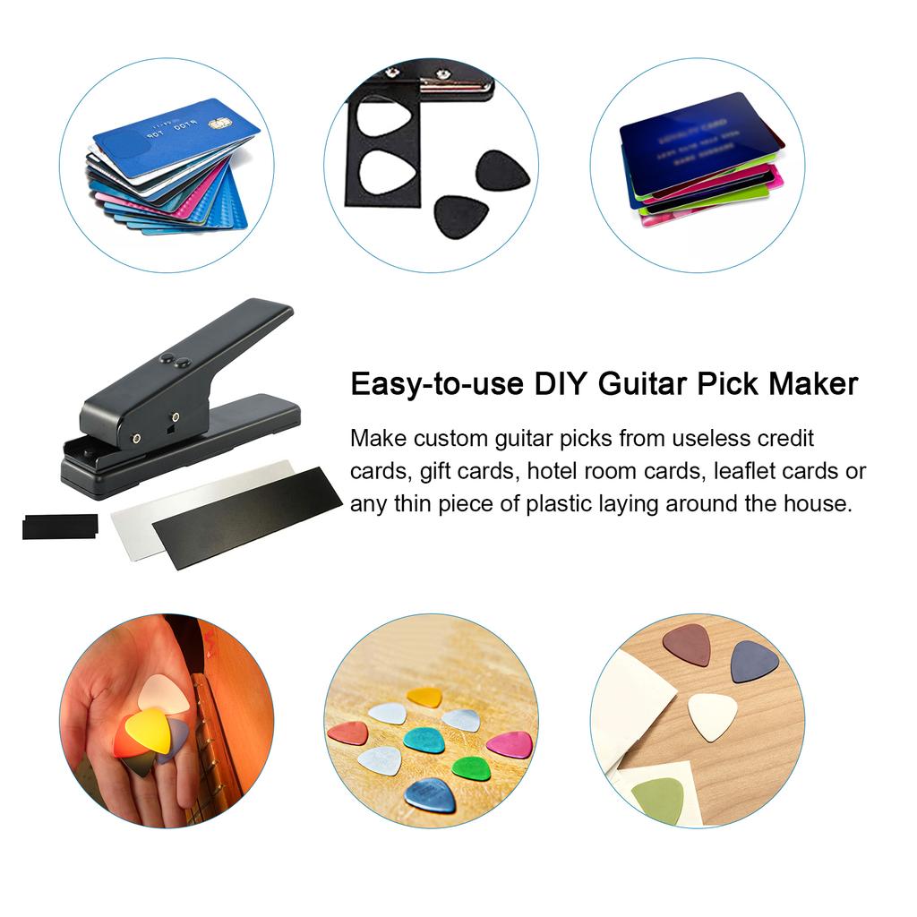 Guitar Pick Punch Set with 2 Pick Strips 2 Sandpaper Easy-to-use   Pick Maker Wonderful Gift Choice for Guitar Players Birthdays Family Friends