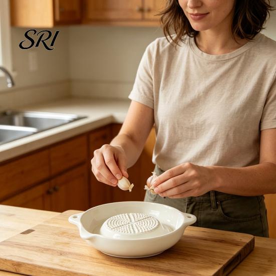 Snack Tray Ceramic Garlic Grater with Natural Glaze Multi-Function Ginger Food Mincer Decorative Kitchen Dishwasher Safe Compact Tool for Puree Paste