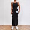 Spring Summer Sleeveless Halter Long Dress Sexy Bag Hip Waist Knit Dress