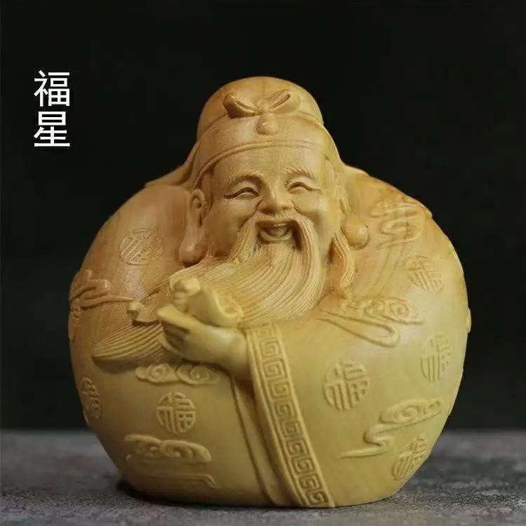 1 шт., резьба по дереву из скального кипариса, украшения, ремесла, украшения для дома, молитва о благоприятных подарках, статуэтка в китайском стиле