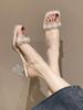 Fashion Sandals Women's High Heels 2025 Summer New High-end Fashion Versatile Crystal Thick Heel Sandals