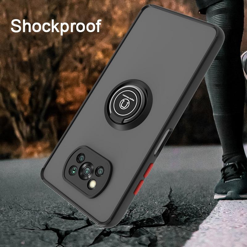 KEYSION Модный матовый чехол для Xiaomi POCO X3 Pro X3 NFC X3 GT, прозрачный противоударный чехол с кольцом-подставкой для телефона POCO M3 Pro 5G