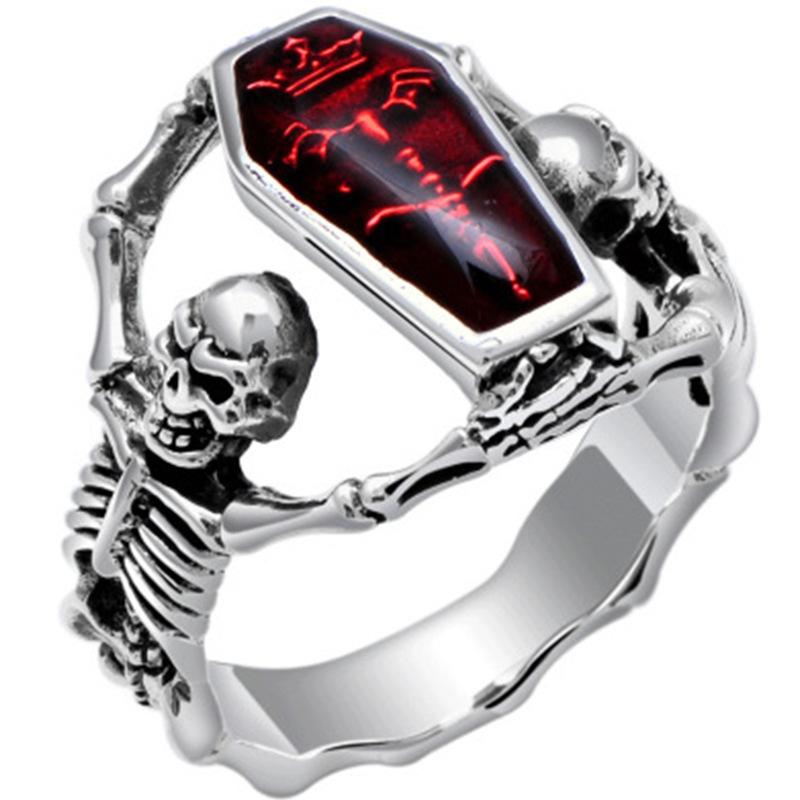 Vintage Thai Silver Vampire Bat Skull Ring Men's Punk Style Ring