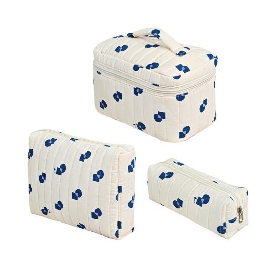 1/3 шт. Большая стеганая косметичка из хлопка, портативный дорожный органайзер для туалетных принадлежностей с цветочным принтом, вместительный кейс для косметики