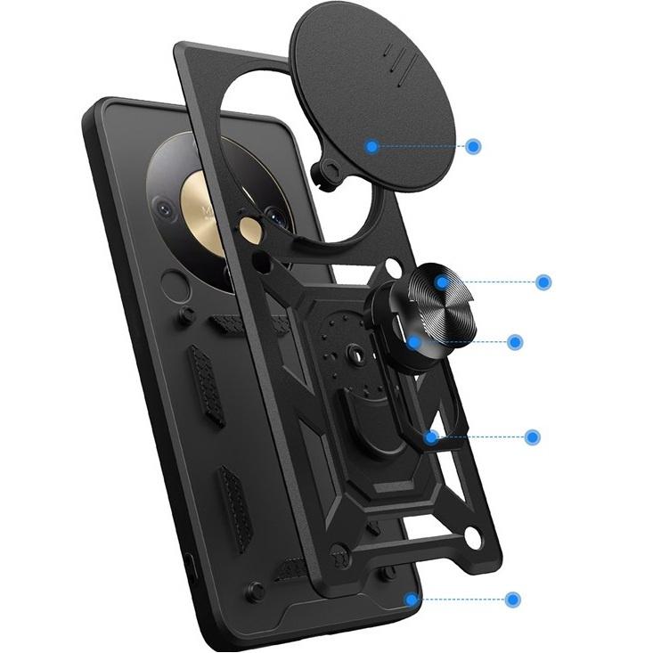 Armored case for Honor Magic 8 Lite, CamShield Slide, black