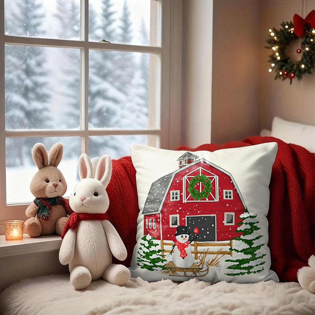 A Festive Barn Pillow CoverSuitable for sofa car bedroom decorative cushion cover pillow cover
