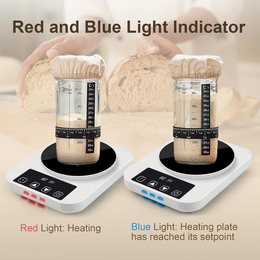 Набор: Подогреватель закваски и стеклянная банка для закваски объемом 34 унции, точный контроль температуры с шагом 1°F от 70 до 100°F, таймер 0-12 часов, автоматический подогрев