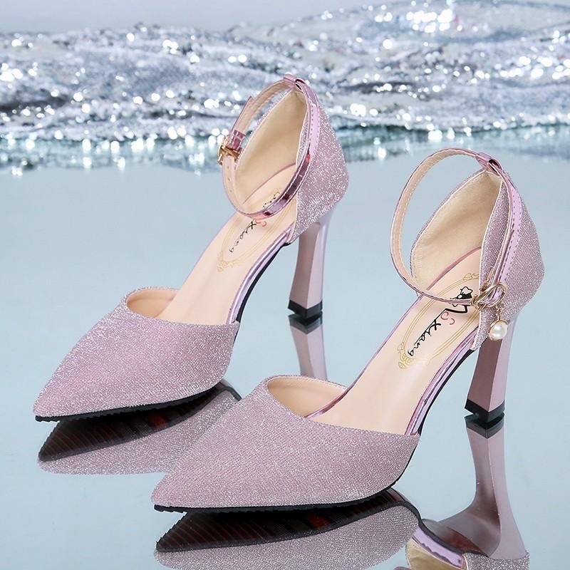 Туфли на высоком каблуке женские Fairy Wind Summer New All-match Girl Sandals с острым носком и ремешком для женщин 2024 года