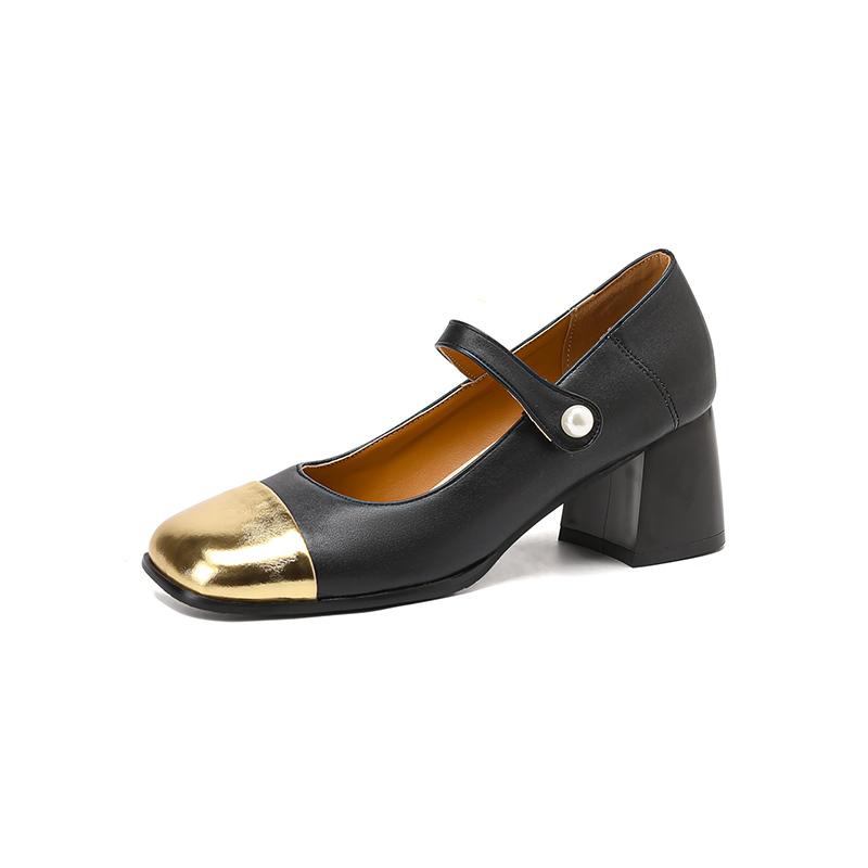 Женские туфли-лодочки на блочном каблуке, повседневные, разноцветные, женские, из искусственной кожи, весна-лето, на липучке, туфли Мэри Джейн, женские размеры 33-46