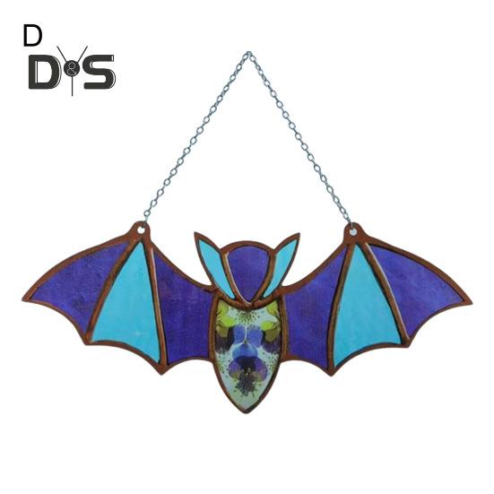 Halloween Hanging Glass Suncatcher Decoration Acrylic 2D Bat Ornament Gothic Car Rearview Mirror Decor for Home Window Wall Car