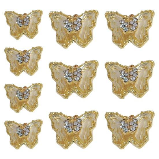 10 шт., ювелирные изделия для ногтей с бабочками, двухслойные сверкающие стразы, привлекательные украшения для дизайна ногтей, женские аксессуары