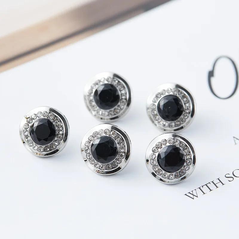 5 шт. Модные пуговицы с драгоценными камнями 11,5 мм, маленькие роскошные металлические пуговицы на ножке, декоративные пуговицы для женской одежды