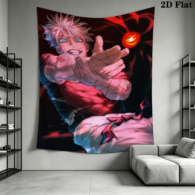 Jujutsu Kaisen Wall Tapestry Aesthetic Wall Hanging Printed Fabric Blanket Decorative Tapestries for Bedroom Living Room Home Decor