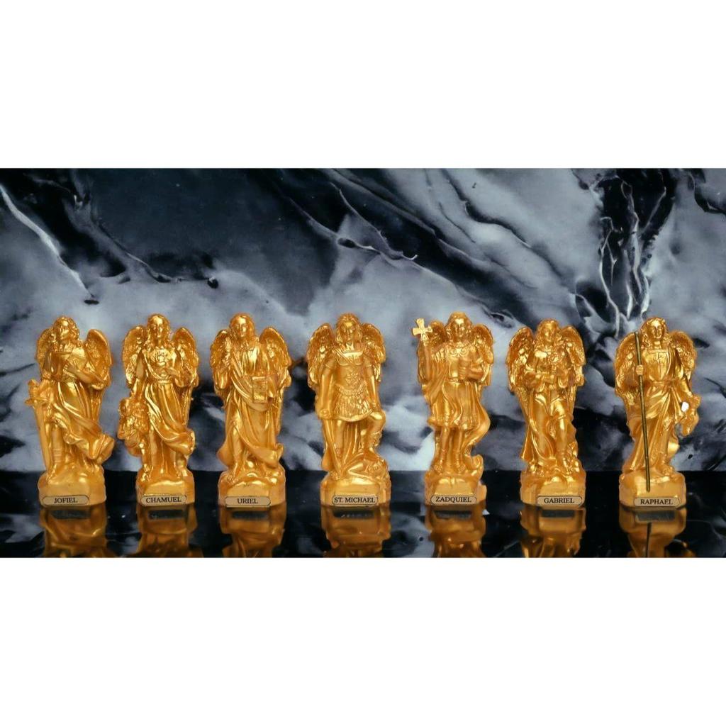 Polyresin Seven Archangels Idol Statues Angel Figures Chakra Angels - Reiki Healing Small (Set of 7) 4Inch