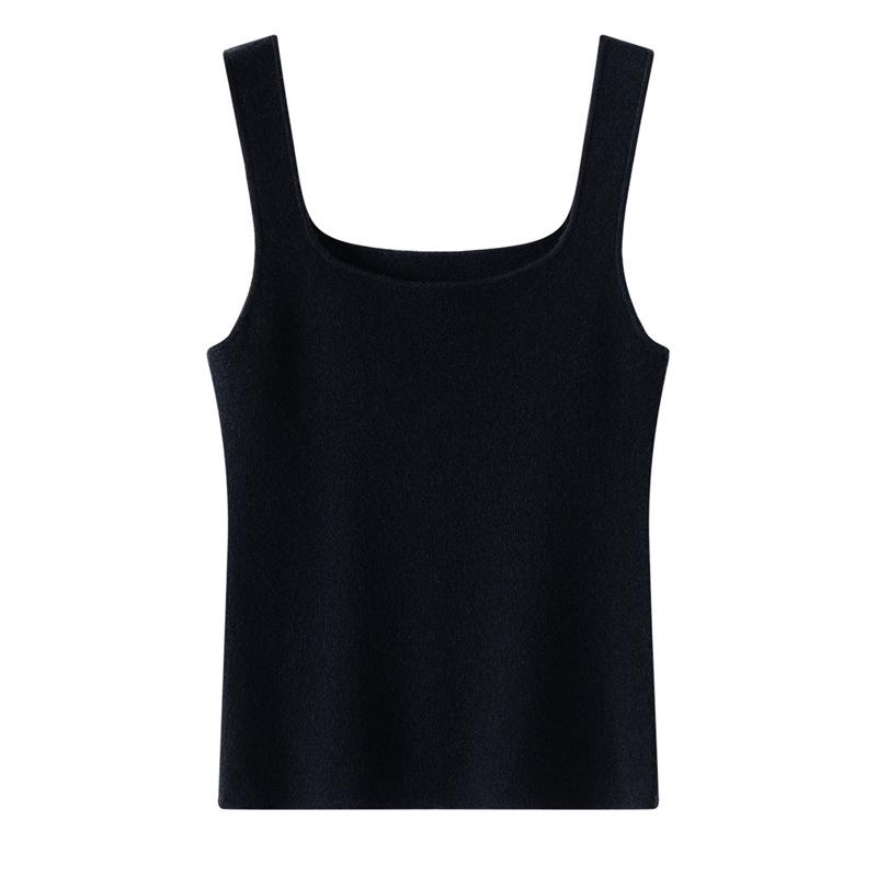 Women's French Retro Wool Knit Square Neck Sleeveless Vest Camisole