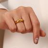 Minimalist Glossy Curved Women's Ring, 18K Gold-Plated Stainless Steel - European & American Trendy Jewelry