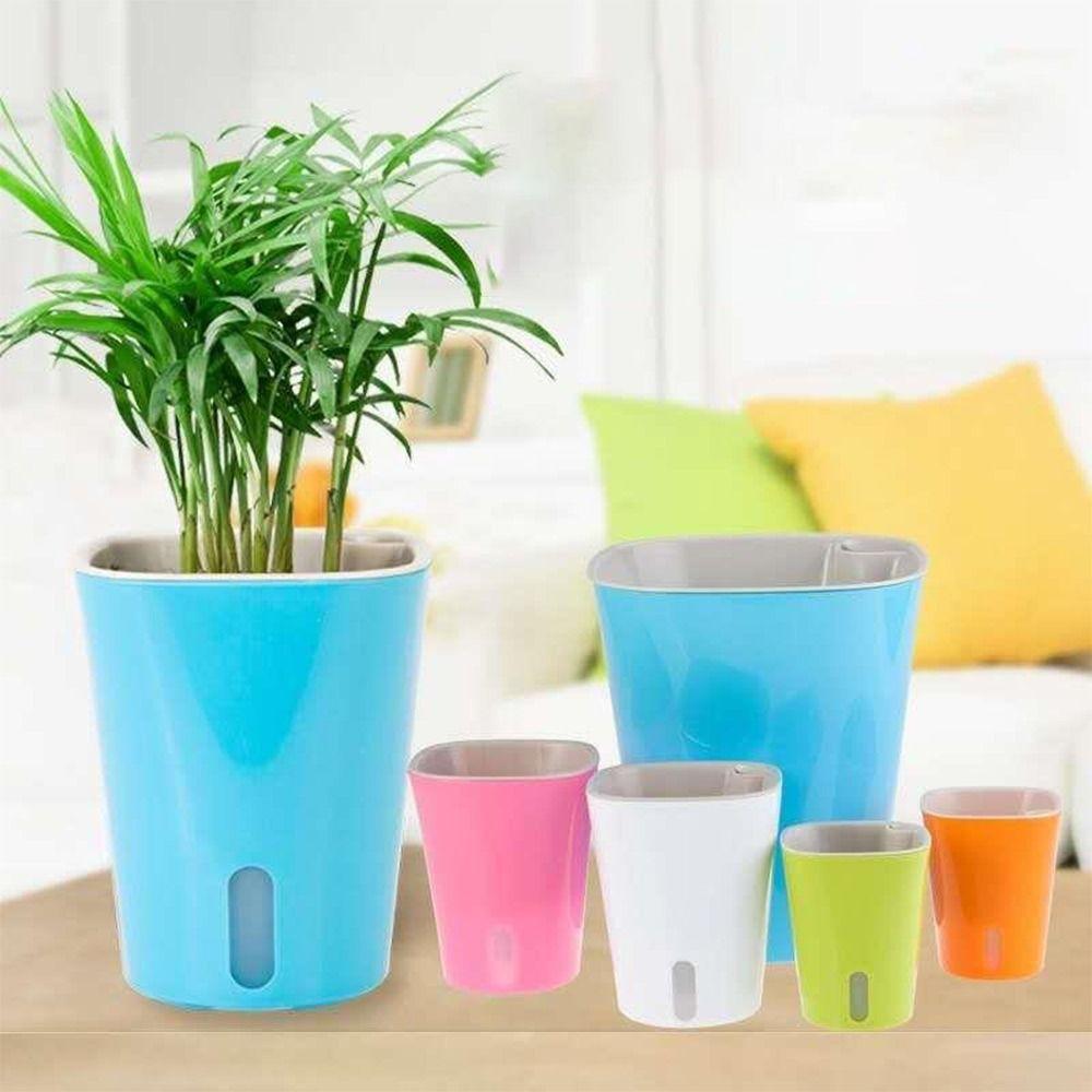 Automatic Living Room Decor Gardening Flower Pots Plastic Soil Cultivation Small Pot Desktop