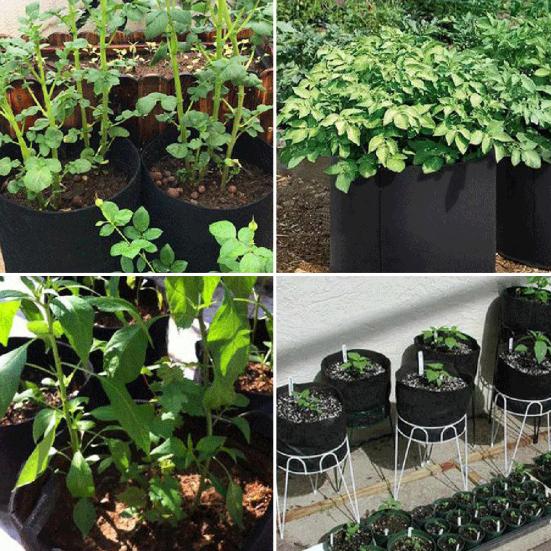 Нетканый мешок для посадки, уличный садовый горшок для растений с усиленными ручками, дышащий мешок большой емкости для выращивания помидоров и картофеля