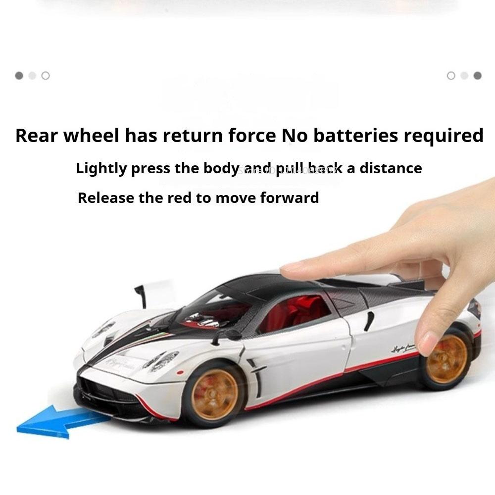 1:24 Huayra Senna Игрушечная Машинка Спрей Модели Суперкаров Металл Литье под Давлением Двери Открываются Рулевое Управление Передним Колесом Амортизация для Детских Подарков