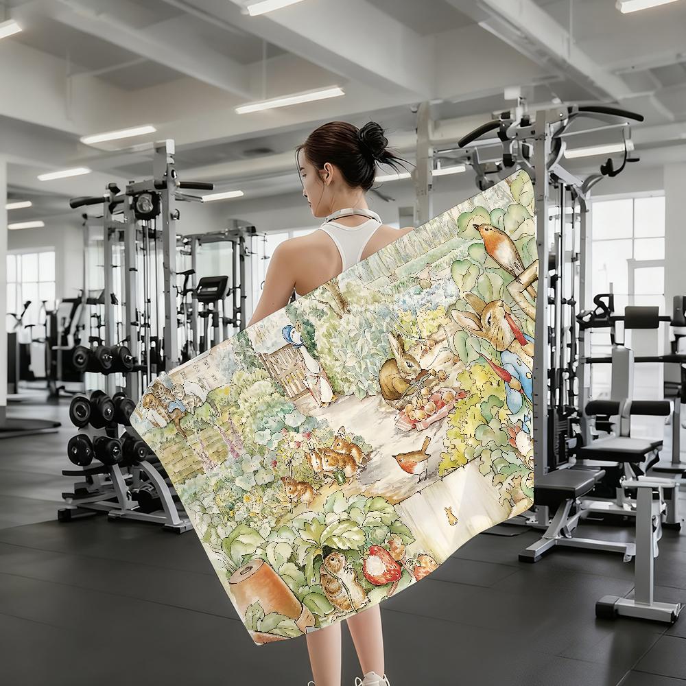 Cartoon P-Peter Rabbit Towel Quick Dry Absorbent Beach Towel for Sports, Fitness, Swimming and Outdoor Activities