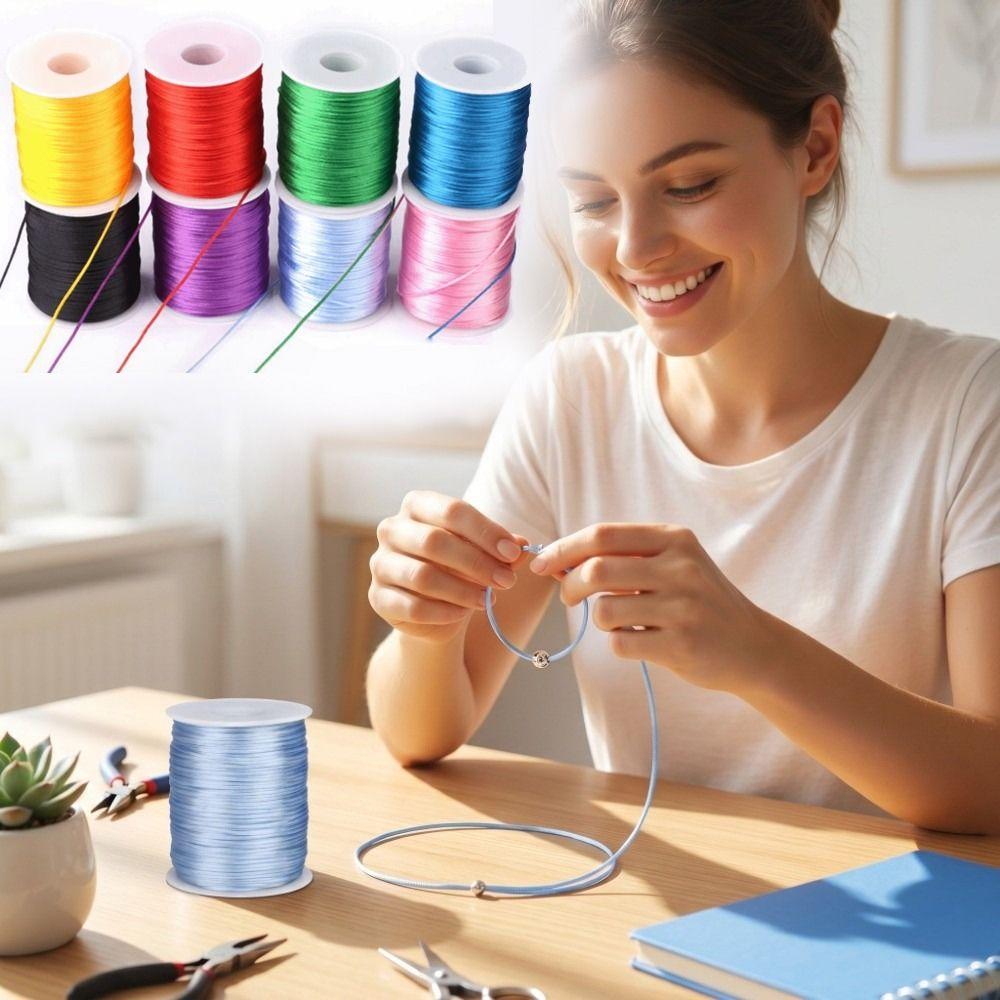 100m Braided Satin 1.5mm Satin Rattail Cord Silky Trim Solid Color Braided Cord Durable Smooth Beading String Sewing Projects