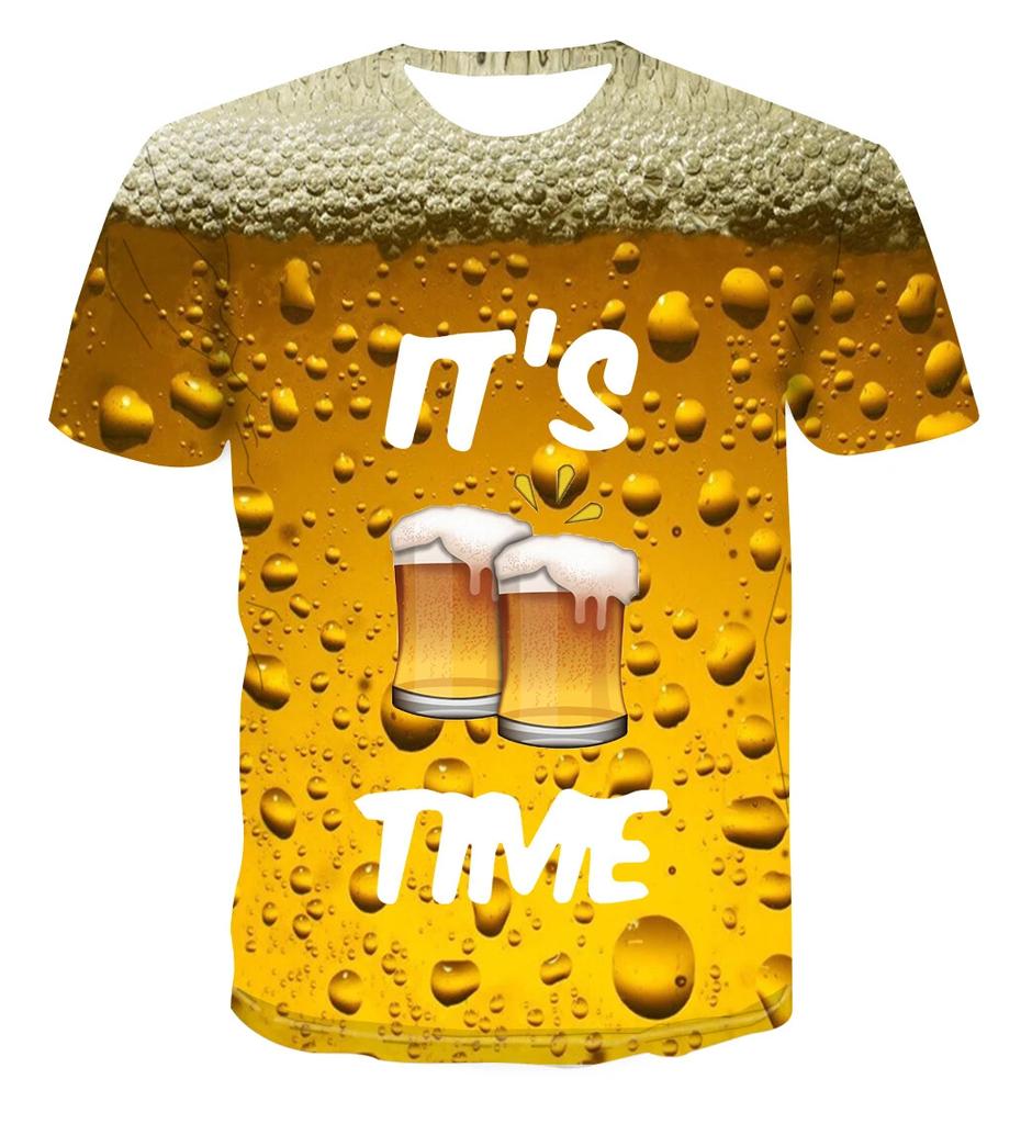 Fashion Cool Yellow T-Shirt Fanta Beverage Beer 3D Printed Style Casual Quick Drying T-Shirt Round Neck Men's Tops