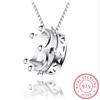 Fashion Genuine 925 Sterling Silver Zirconia Crown Pendant Necklace for Women Bijoux Jewelry Birthday Party TRendy Gift