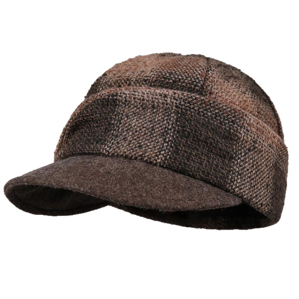 Autumn and winter mother elegant temperament woolen ear cap women retro painter hat plaid cap showing small face