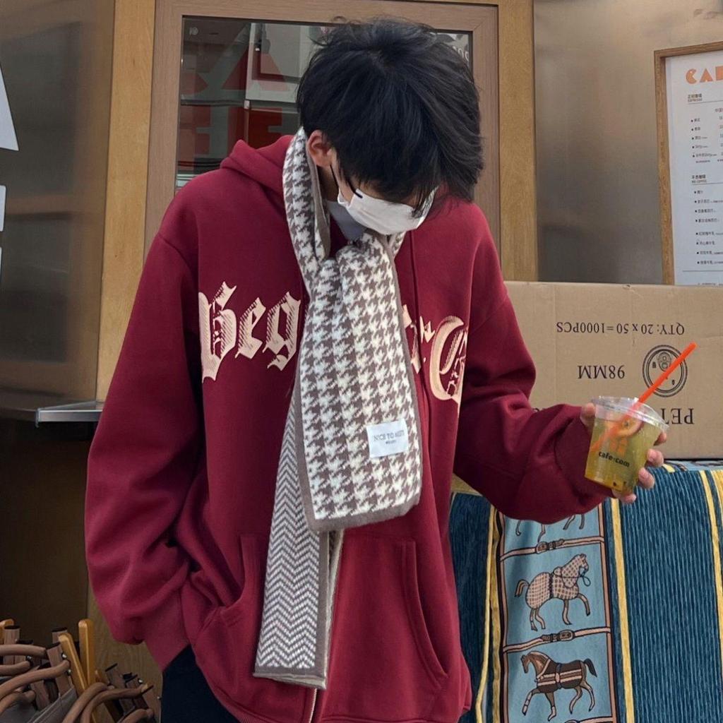 Women's Winter Warm Houndstooth Wool Scarf - Korean Style Versatile Knit for Autumn and Winter