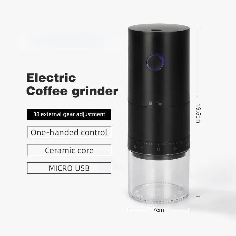 USB Charging Electric Coffee Grinder 1500mAh Conical Coffee Burr Grinder Externally Adjustable Bean Grinding Machine Grinder