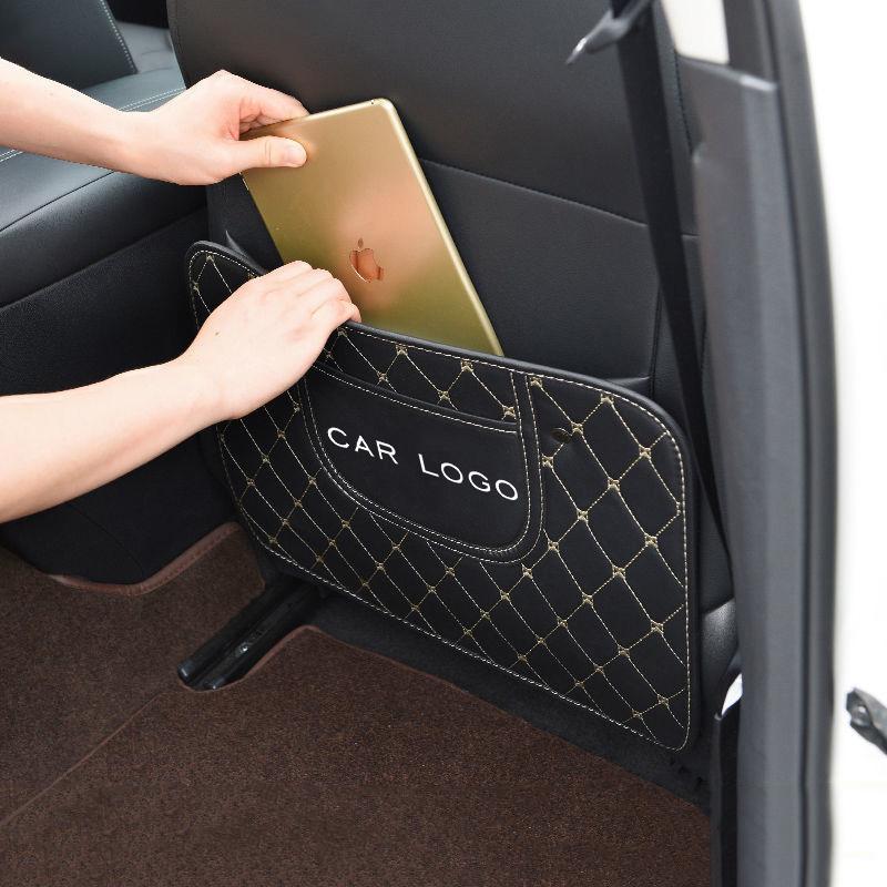 XOWS7 1pcs Leather Car Seat Back Anti Kick Pad Scratch Mat For Skoda Octavia Kodiaq Superb Yeti 2 A7 Tour RS Rapid Kodiak Fabia