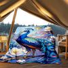 1pc Peacock Feather Artwork Outdoor Flannel Blanket, Cozy & Warm Soft Te Playful Design, Napping Camping,
