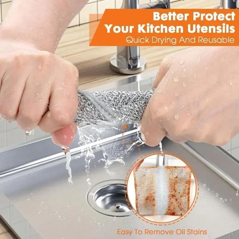Тряпки из стальной проволоки Ткань для дома Кухня Кастрюля Посудомоечная тряпка для мытья посуды Салфетки для уборки Полотенце Тряпка для скребка