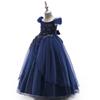 Girls Long Princess Dress Off Shoulder Applique Tulle Formal Gown Kids Pageant Wedding Party