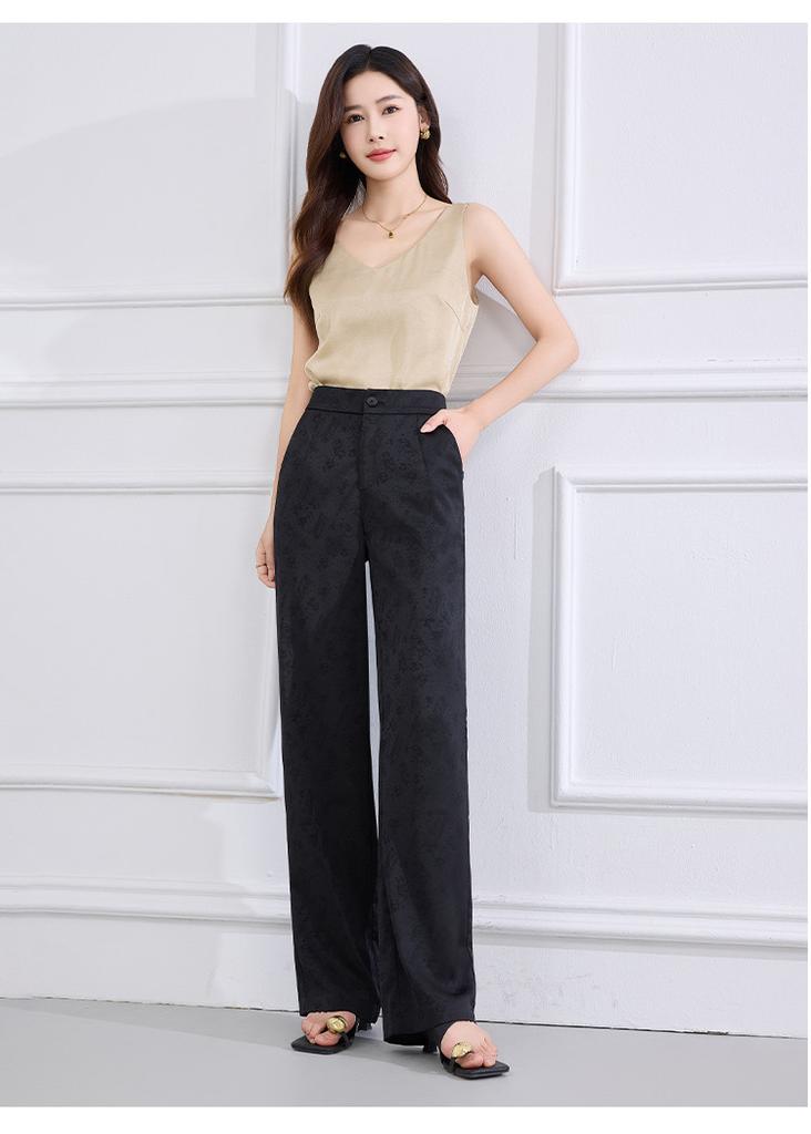 Narrow Wide Leg Pants Summer Solid Color Commuting Minimally Thin Women's Casual Pants