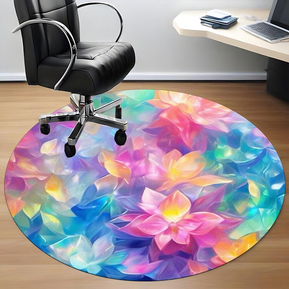 1 шт. Круглый ковер Floral Harmony для офиса, комнатный коврик, подходит для офиса, под офисные стулья, спальни, гостиной, домашнего декора, Decot094