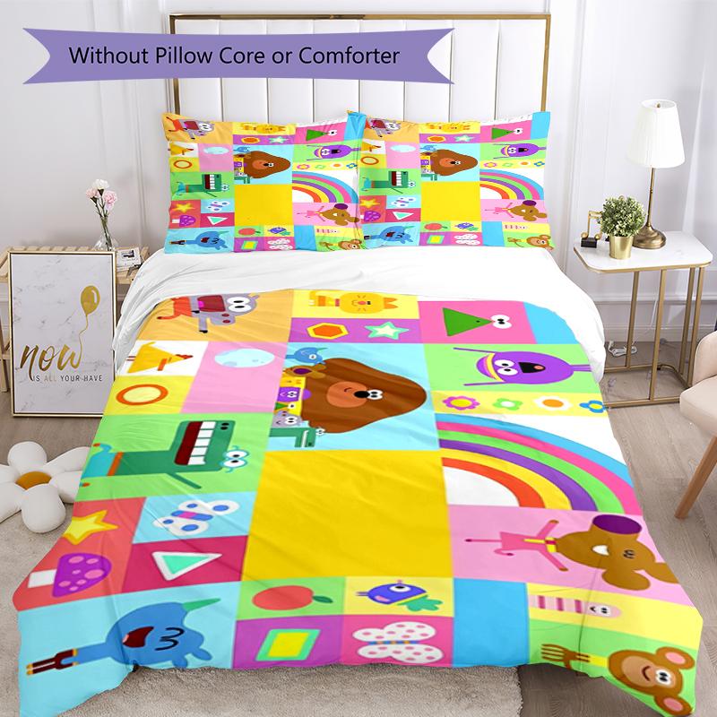 3pcs Hey Duggee Bedding Set Duvet Cover Closure Includes 1 Duvet Cover & 2 Pillowcases, Soft and Comfortable for All Seasons.